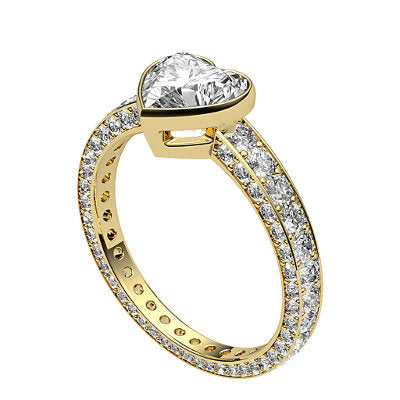 Simple Flat Heart Solitaire Full coverage diamond band