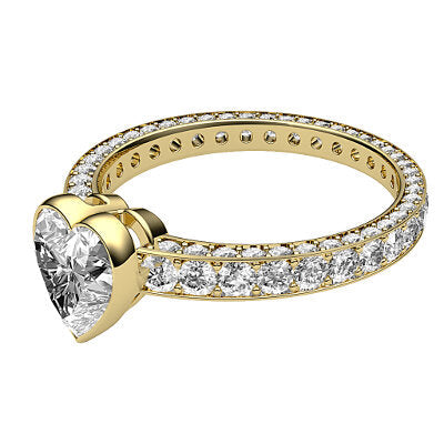 Simple Flat Heart Solitaire Full coverage diamond band