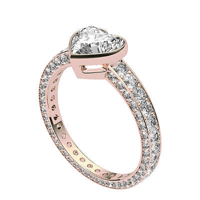 Simple Flat Heart Solitaire Full coverage diamond band