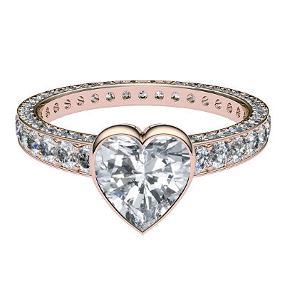 Simple Flat Heart Solitaire Full coverage diamond band