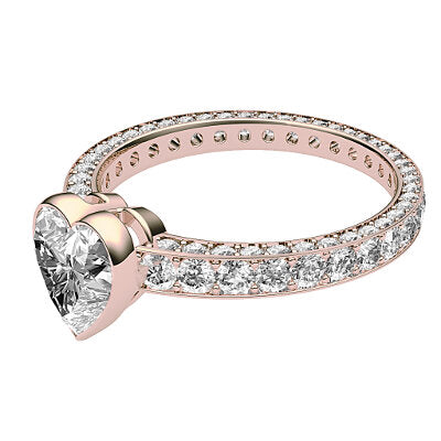 Simple Flat Heart Solitaire Full coverage diamond band