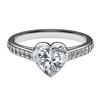 Trionfo Heart Solitaire Half diamond band