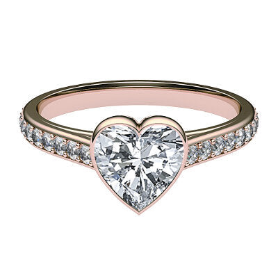 Trionfo Heart Solitaire Half diamond band