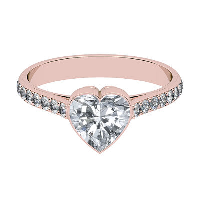Vittoria Heart Solitaire Half diamond band