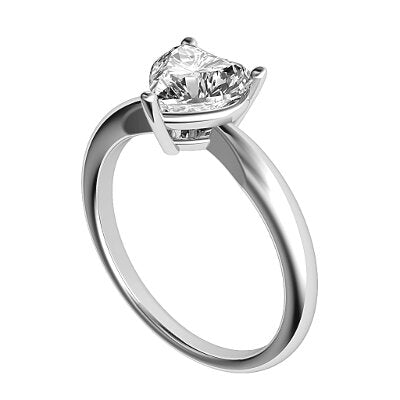 Simple Flat Heart Solitaire Classic band 3 Prongs