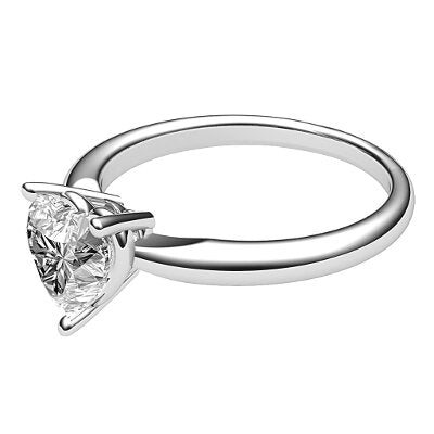 Simple Flat Heart Solitaire Classic band 3 Prongs