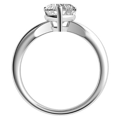Simple Flat Heart Solitaire Classic band 3 Prongs