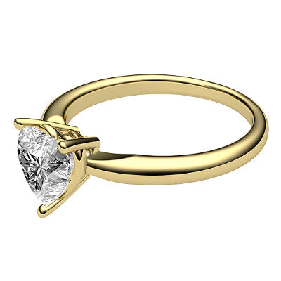 Simple Flat Heart Solitaire Classic band 3 Prongs