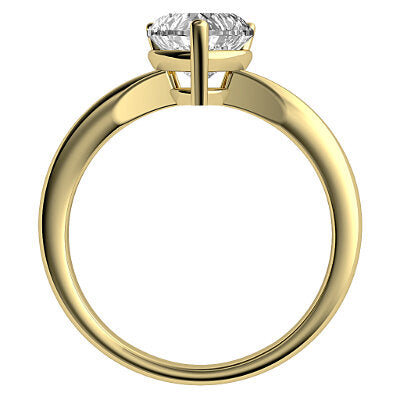 Simple Flat Heart Solitaire Classic band 3 Prongs