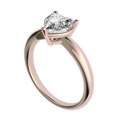 Simple Flat Heart Solitaire Classic band 3 Prongs