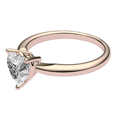 Simple Flat Heart Solitaire Classic band 3 Prongs