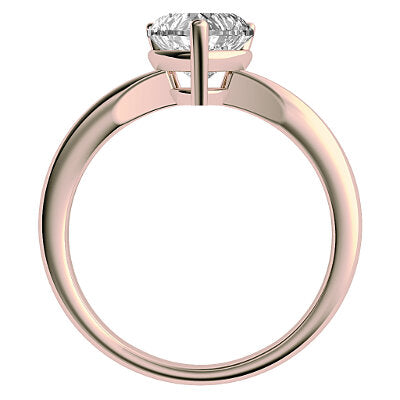 Simple Flat Heart Solitaire Classic band 3 Prongs