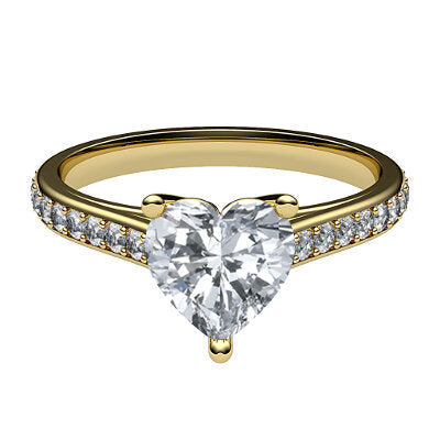 Trionfo Heart Solitaire Half diamond band 3 Prongs