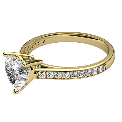 Trionfo Heart Solitaire Half diamond band 3 Prongs