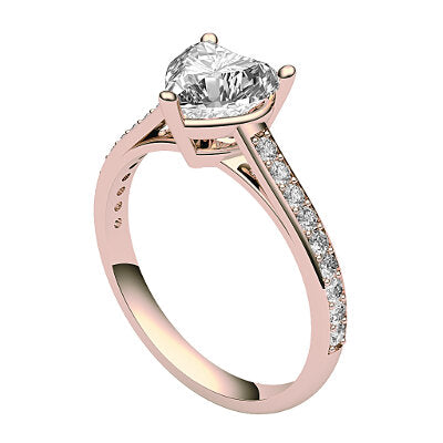Trionfo Heart Solitaire Half diamond band 3 Prongs