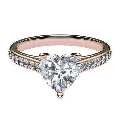 Trionfo Heart Solitaire Half diamond band 3 Prongs