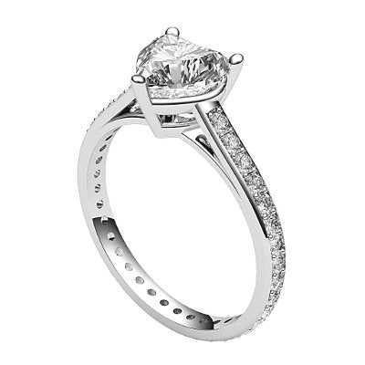 Trionfo Heart Solitaire Full diamond band 3 Prongs