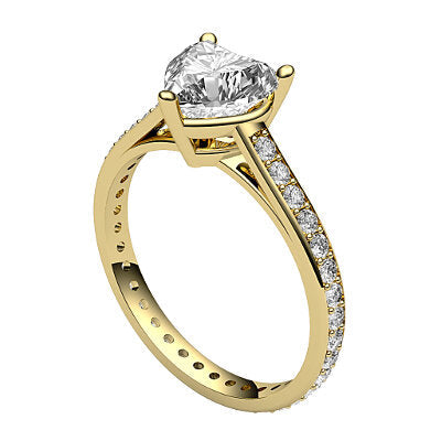 Trionfo Heart Solitaire Full diamond band 3 Prongs