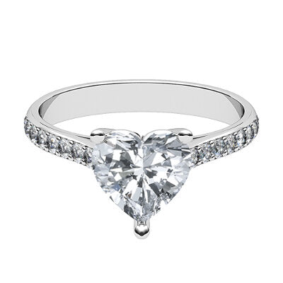 Vittoria Heart Solitaire Half diamond band 3 Prongs