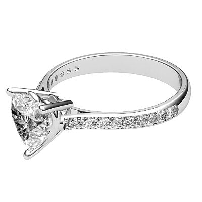 Vittoria Heart Solitaire Half diamond band 3 Prongs