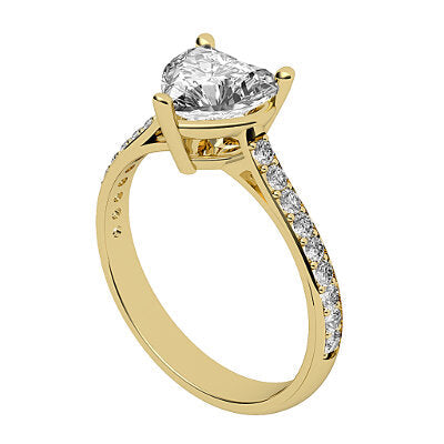 Vittoria Heart Solitaire Half diamond band 3 Prongs