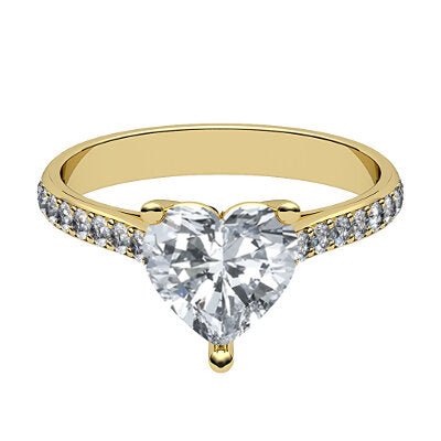 Vittoria Heart Solitaire Half diamond band 3 Prongs