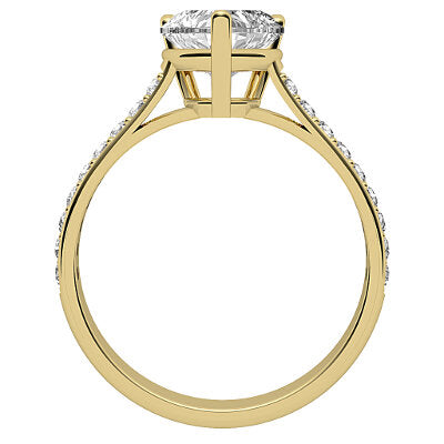 Vittoria Heart Solitaire Half diamond band 3 Prongs