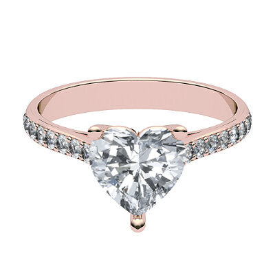 Vittoria Heart Solitaire Half diamond band 3 Prongs