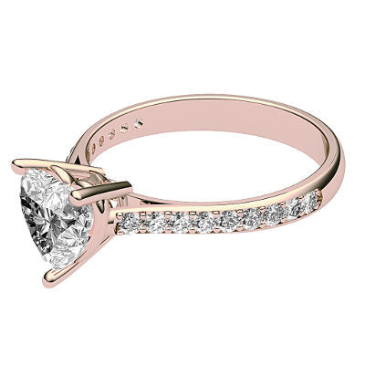Vittoria Heart Solitaire Half diamond band 3 Prongs