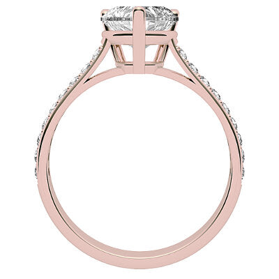 Vittoria Heart Solitaire Half diamond band 3 Prongs