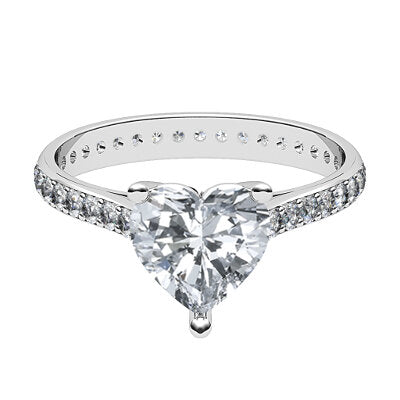 Vittoria Heart Solitaire Full diamond band 3 Prongs