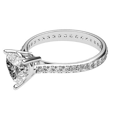 Vittoria Heart Solitaire Full diamond band 3 Prongs