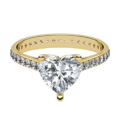 Vittoria Heart Solitaire Full diamond band 3 Prongs