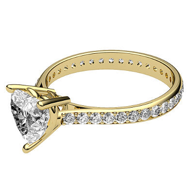 Vittoria Heart Solitaire Full diamond band 3 Prongs