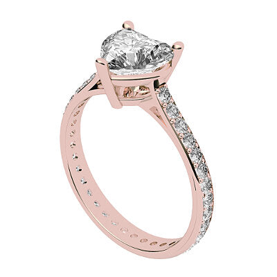 Vittoria Heart Solitaire Full diamond band 3 Prongs