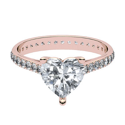 Vittoria Heart Solitaire Full diamond band 3 Prongs