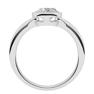 Simple Flat Heart Solitaire halo Classic band