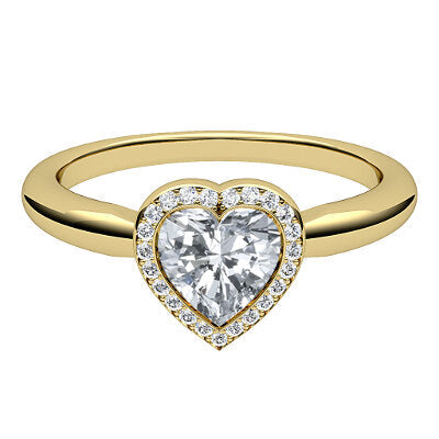 Simple Flat Heart Solitaire halo Classic band