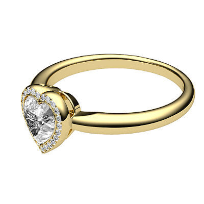 Simple Flat Heart Solitaire halo Classic band