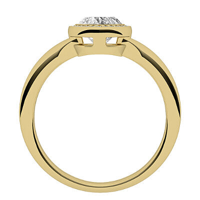 Simple Flat Heart Solitaire halo Classic band