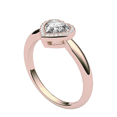 Simple Flat Heart Solitaire halo Classic band