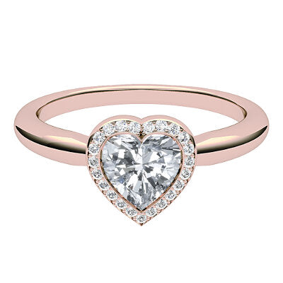 Simple Flat Heart Solitaire halo Classic band