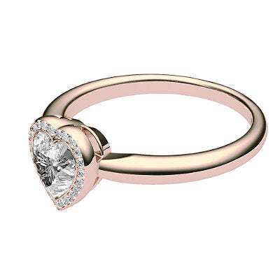 Simple Flat Heart Solitaire halo Classic band