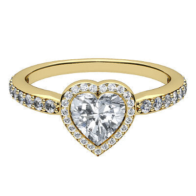 Simple Flat Heart Solitaire halo Half diamond band