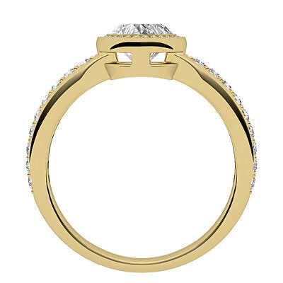 Simple Flat Heart Solitaire halo Half diamond band