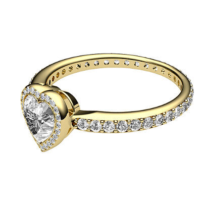 Simple Flat Heart Solitaire halo Full diamond band
