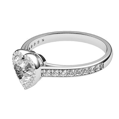 Trionfo Heart Solitaire halo Half diamond band