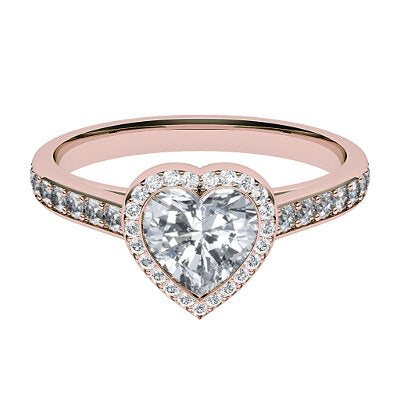 Trionfo Heart Solitaire halo Half diamond band
