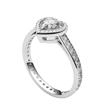 Trionfo Heart Solitaire halo Full diamond band