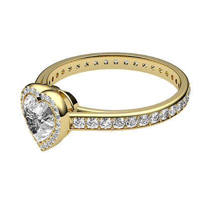 Trionfo Heart Solitaire halo Full diamond band